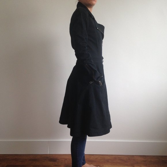 Betsey Johnson - Black Long Structured Denim Coat - Picture 3 of 12
